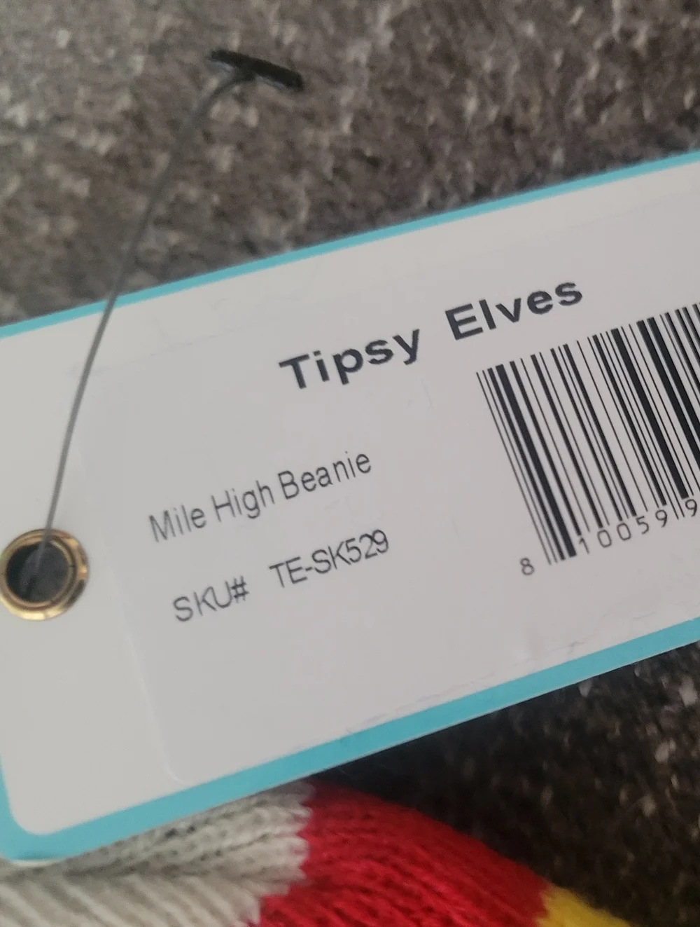 Tipsy Elves‎ NWT Mile High Rainbow Pom Beanie - Blue with Rainbow Stripes